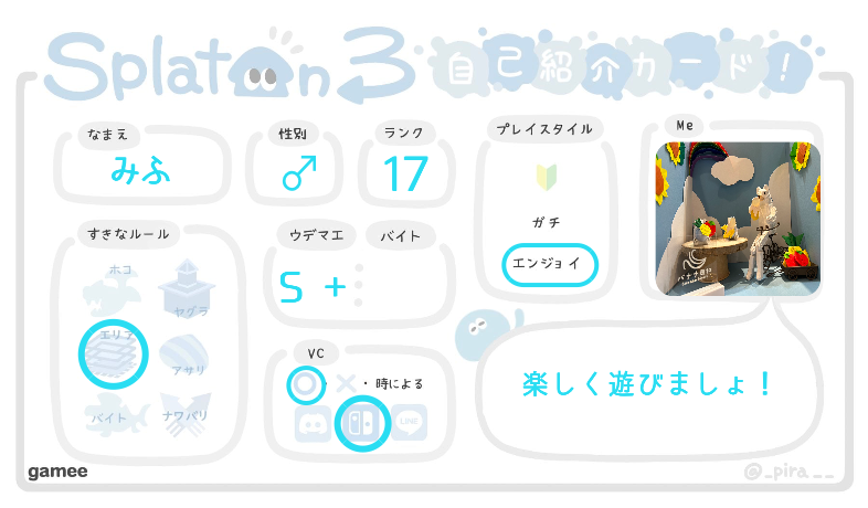 みふさんの自己紹介カード