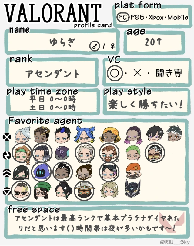 ゆらぎさんの自己紹介カード