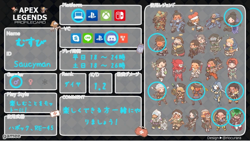 むすびさんの自己紹介カード