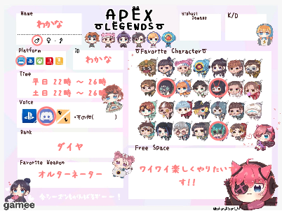 わかなさんの自己紹介カード