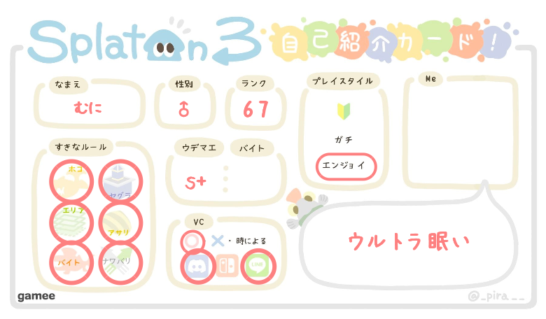 むにさんの自己紹介カード