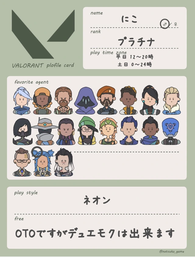 にこさんの自己紹介カード