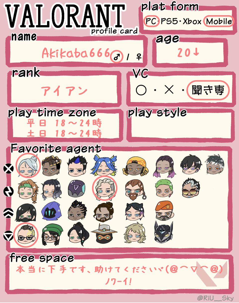 Akikaba666さんの自己紹介カード