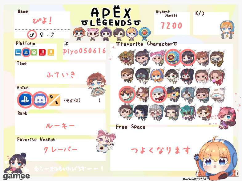 ぴよ！さんの自己紹介カード