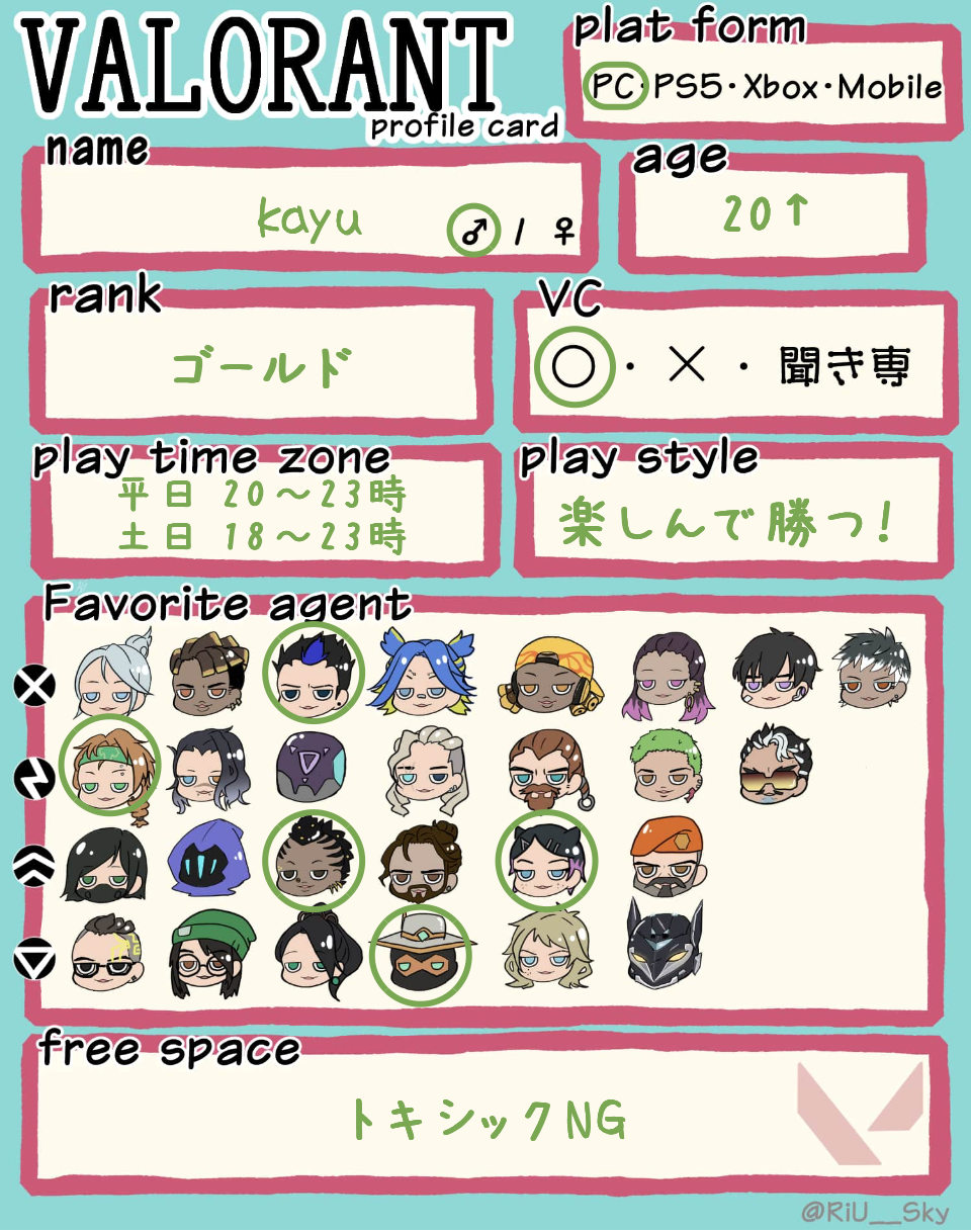 kayuさんの自己紹介カード