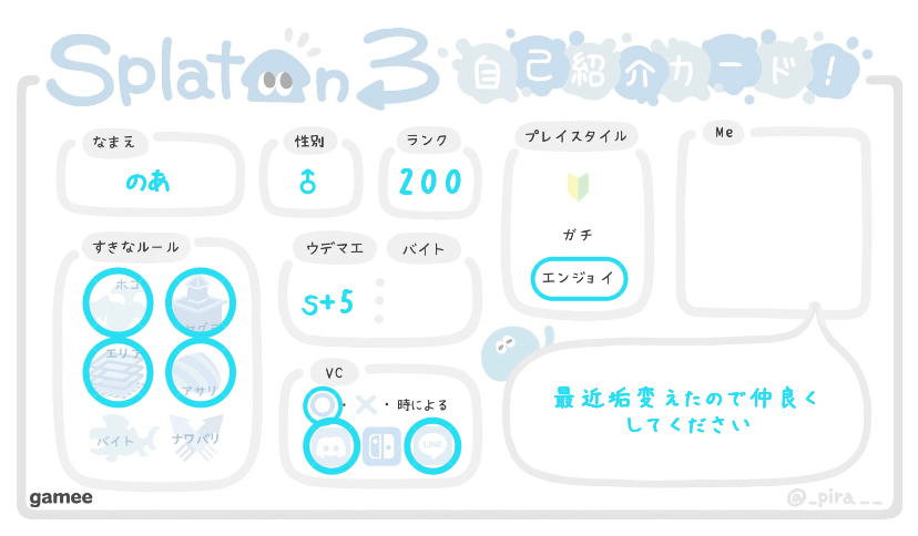 のあさんの自己紹介カード