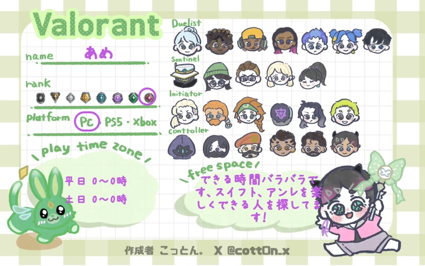 あめさんの自己紹介カード