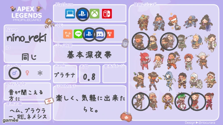 nino_rekiさんの自己紹介カード