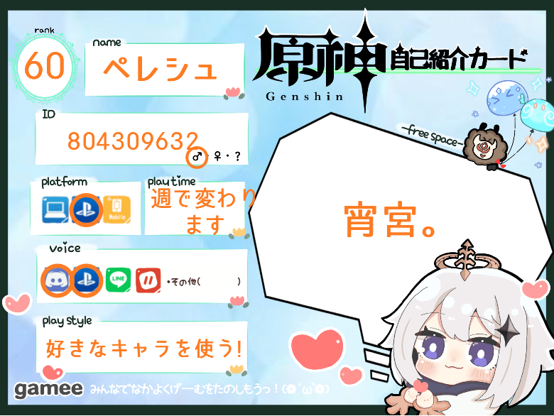 ペレシュさんの自己紹介カード