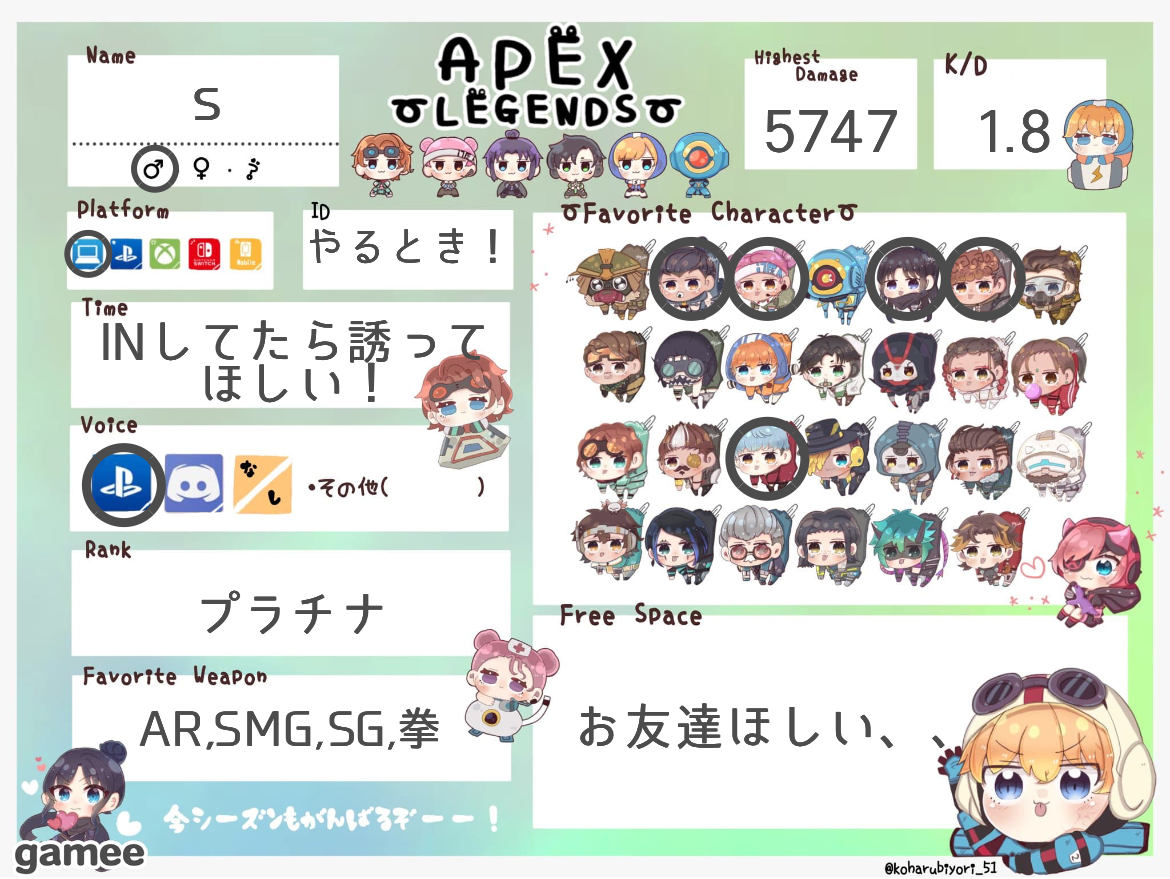 sさんの自己紹介カード