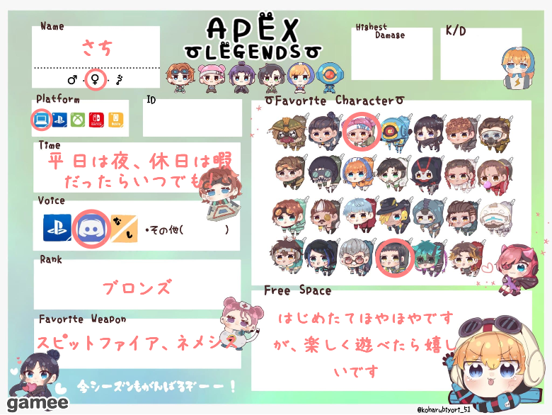 さちさんの自己紹介カード