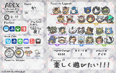 かさんの自己紹介カード