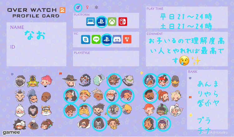 なおさんの自己紹介カード