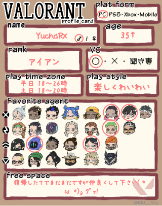 YuchaRXさんの自己紹介カード