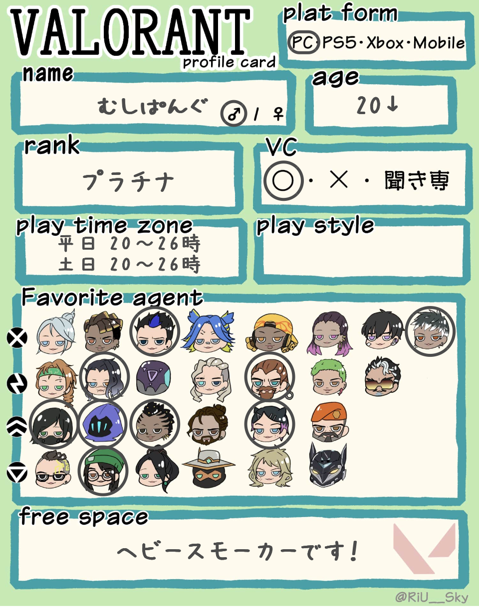 むしぱんぐさんの自己紹介カード