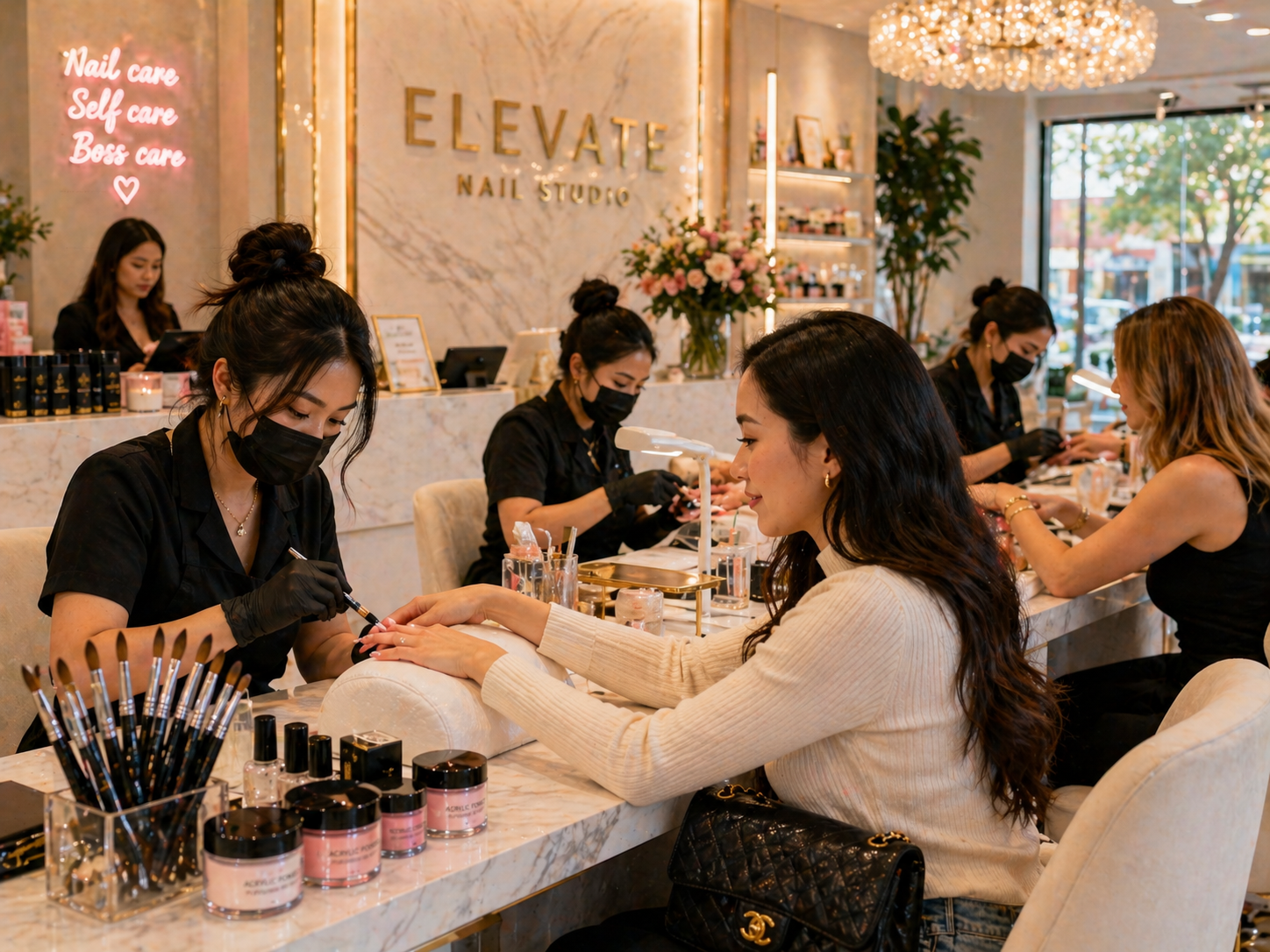 Nail salon professional at work