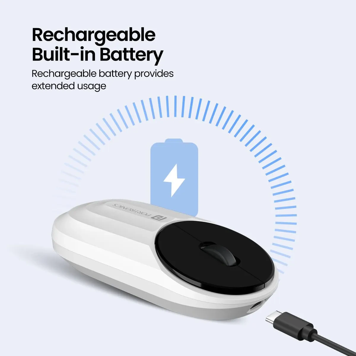 Portronics Toad 6 Bluetooth Wireless Mouse with 2.4 GHz USB Receiver view 3