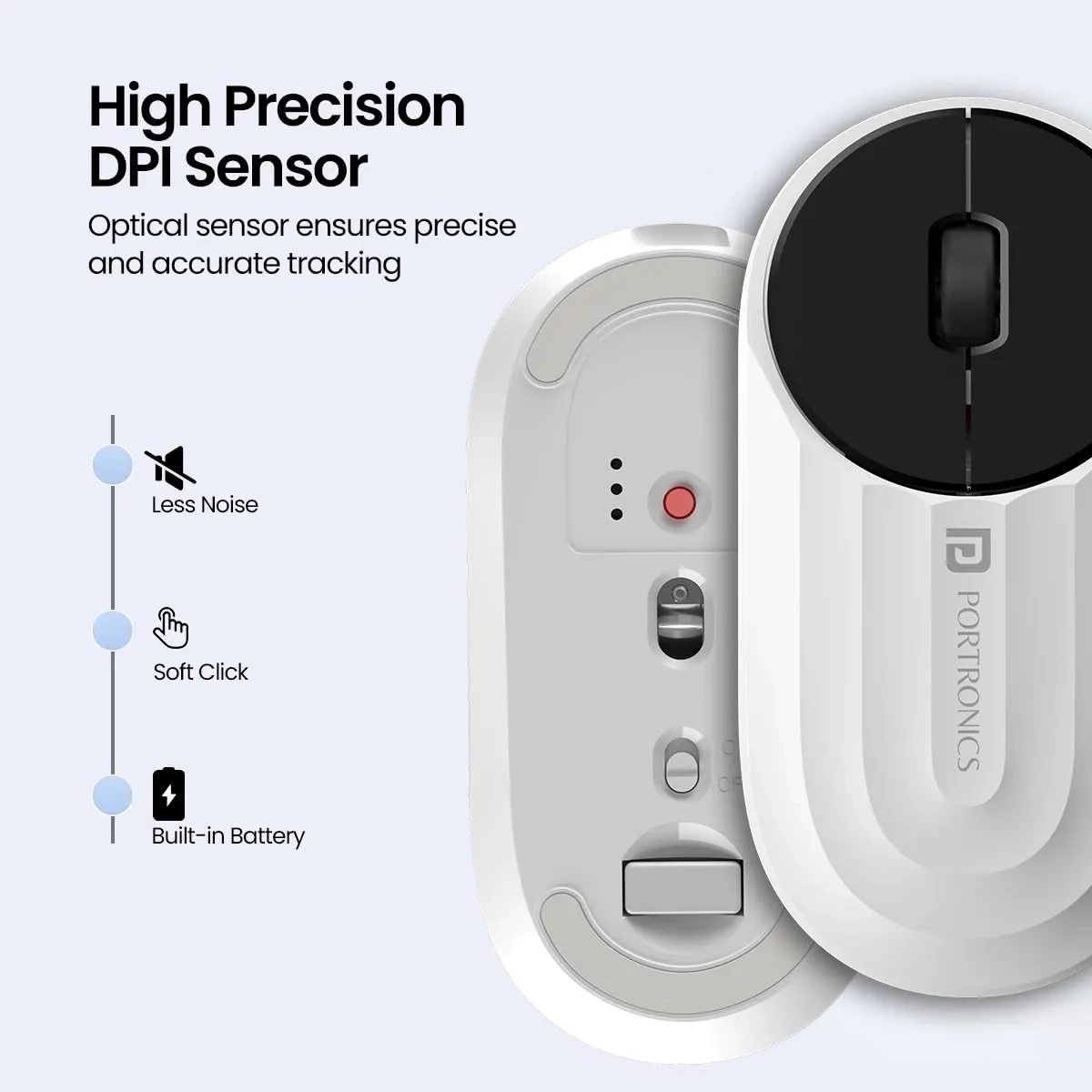 Portronics Toad 6 Bluetooth Wireless Mouse with 2.4 GHz USB Receiver view 6