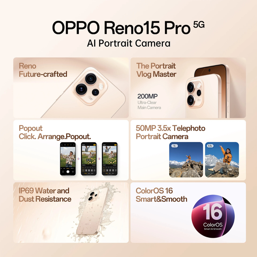 OPPO Reno15 Pro 5G (Sunset Gold, 512 GB) (12 GB RAM) view 4