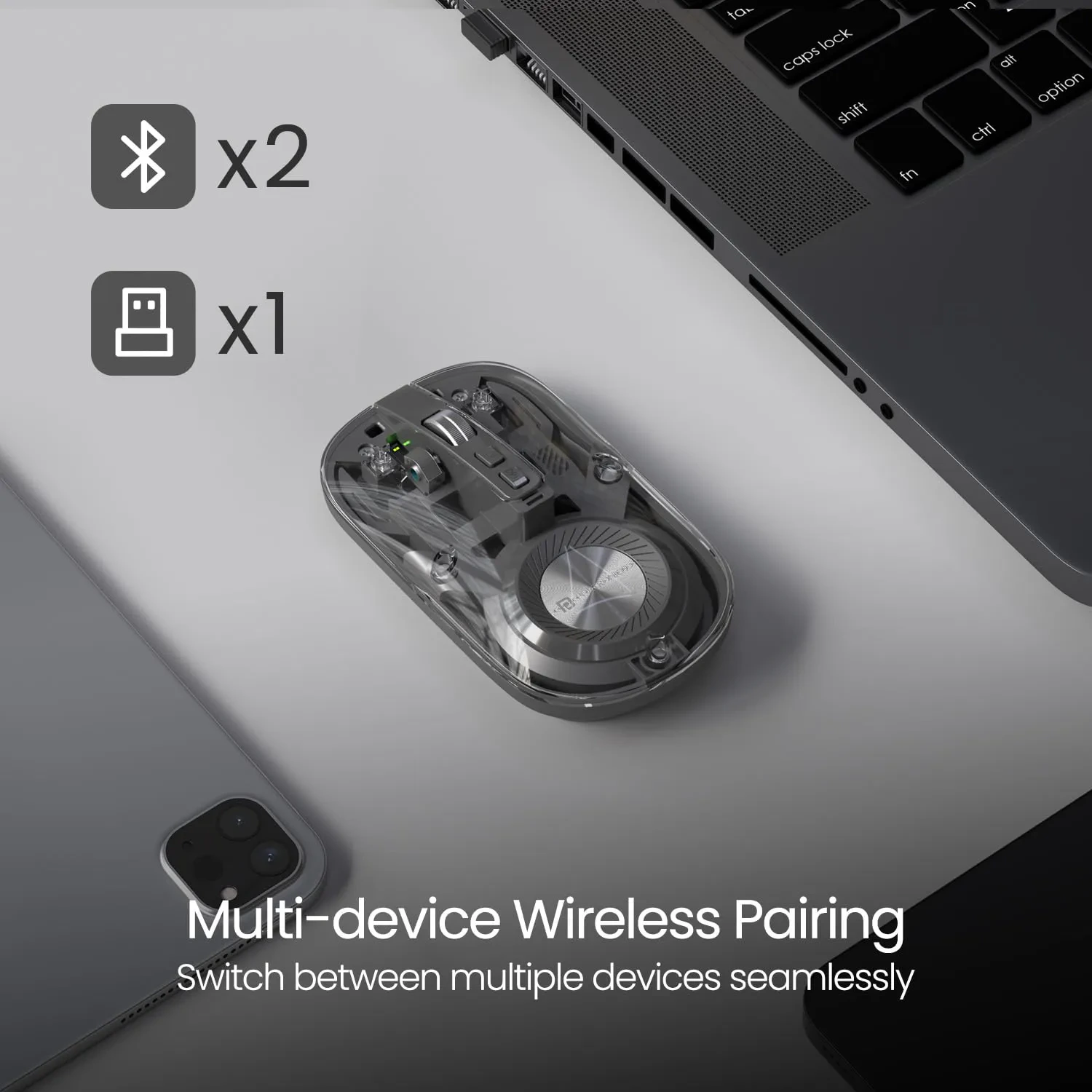 Portronics Toad 8 Transparent Wireless Bluetooth Mouse with Dual Wireless view 4