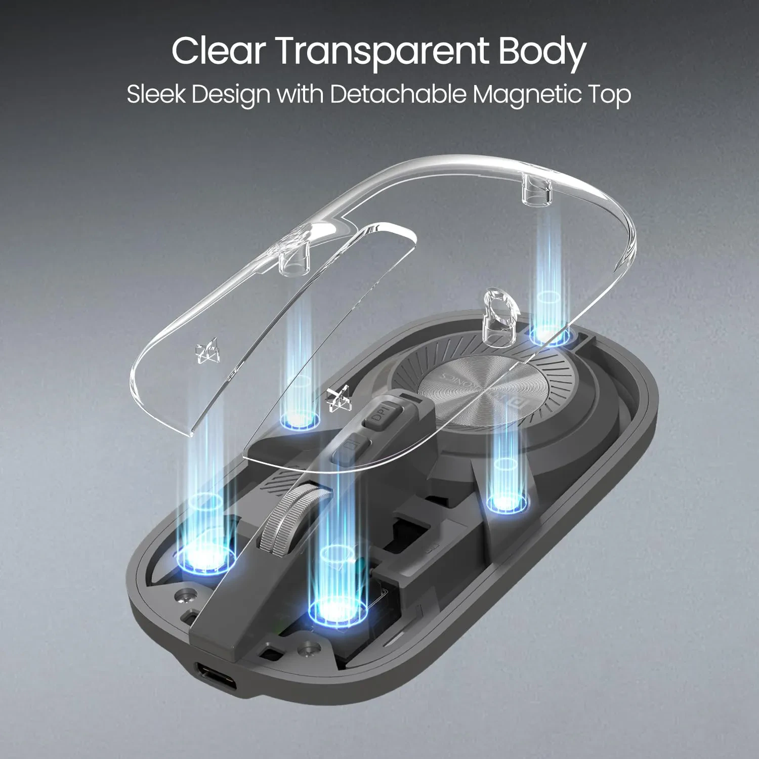 Portronics Toad 8 Transparent Wireless Bluetooth Mouse with Dual Wireless view 5