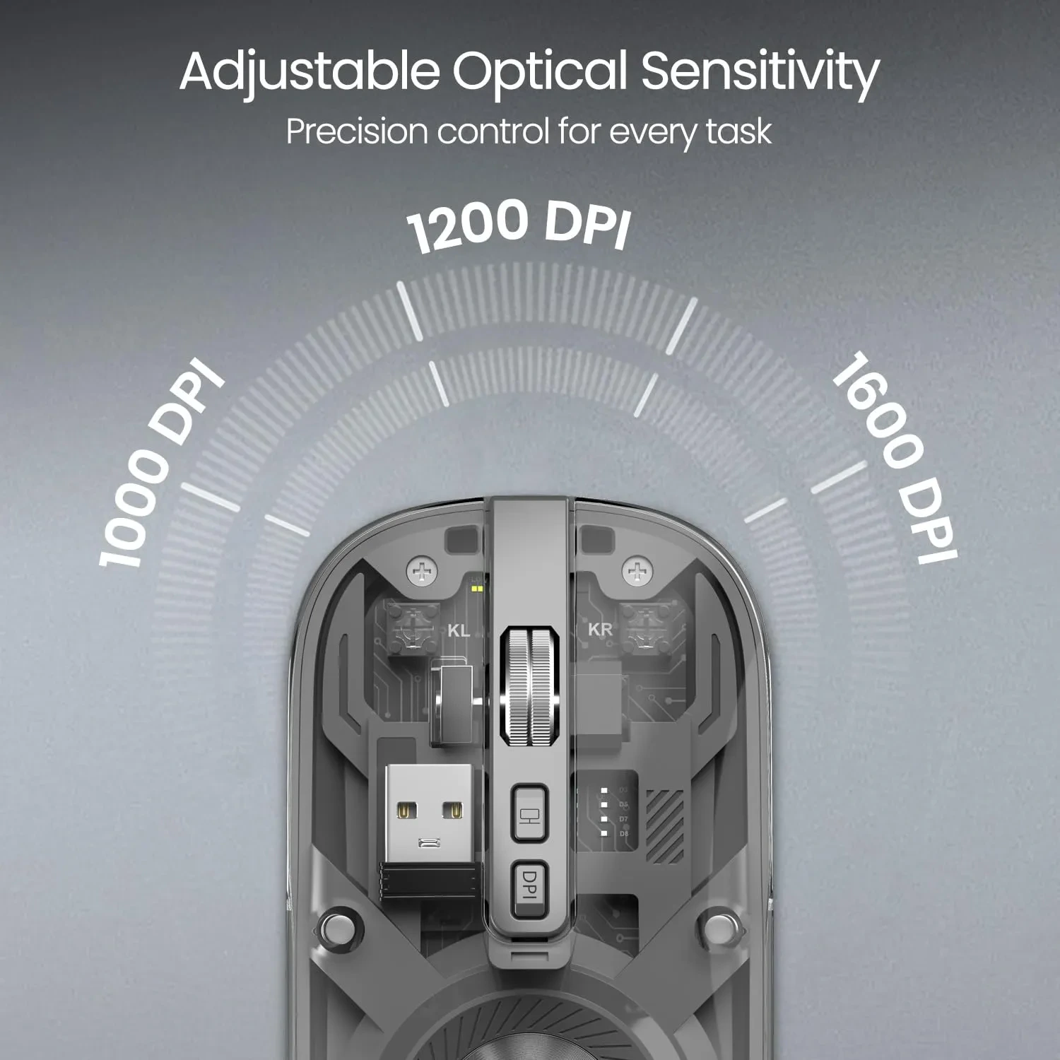 Portronics Toad 8 Transparent Wireless Bluetooth Mouse with Dual Wireless view 6