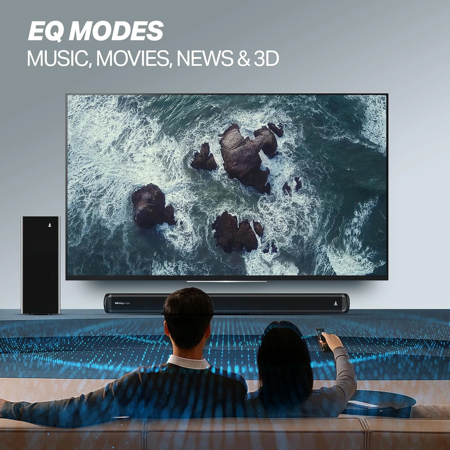 boAt Aavante 2.1 1600D / Orion Plus, Dolby Audio, 160W Signature Sound, 2.1CH Wired Subwoofer,Multiple Ports & EQ Modes, Bluetooth Sound bar, Home Theatre Soundbar Speaker (Premium Black) view 3