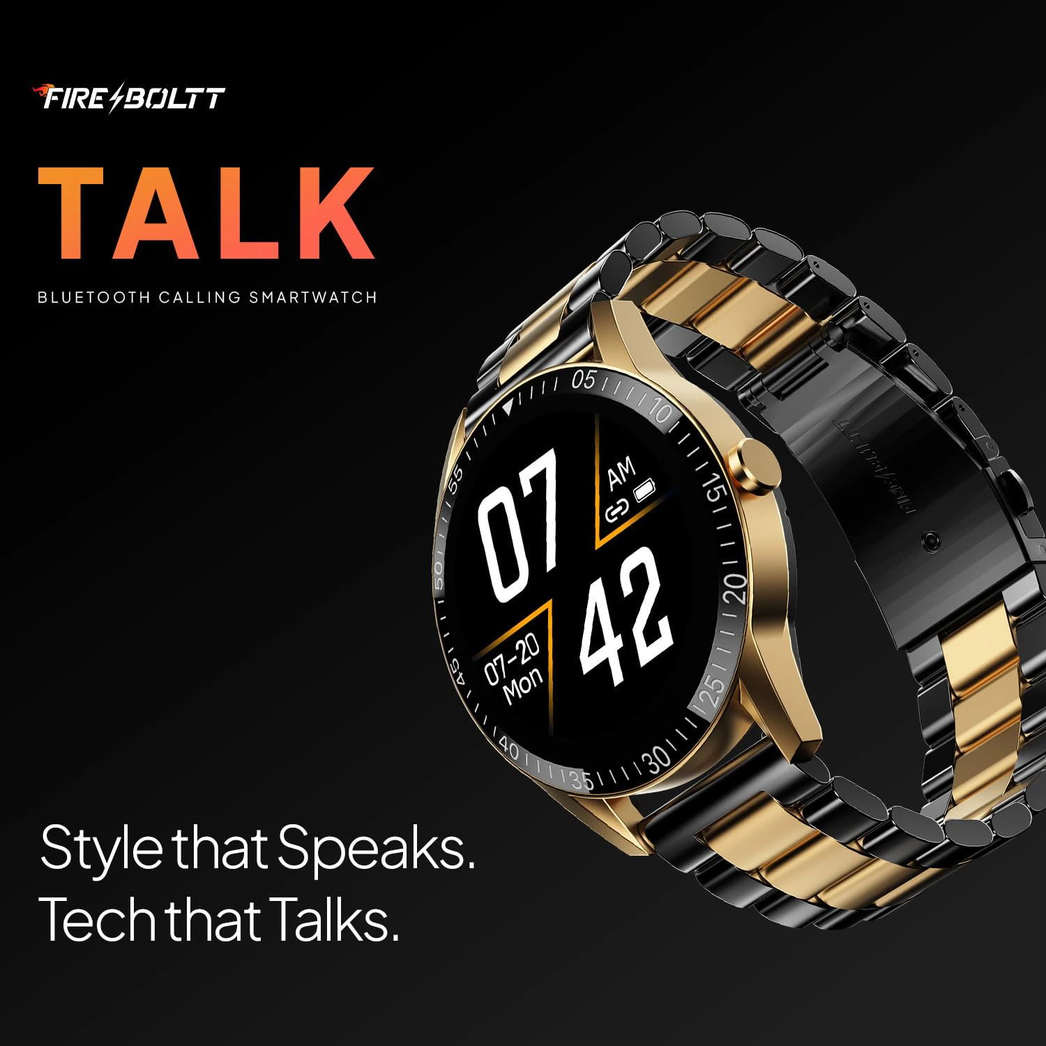 Fire-Boltt Talk Round Bluetooth Calling Smart Watch, 1.39”TFT Display, AI Outfit Watch Face, 2 Looks in 1 Watch, Extra Straps at ₹99, 120+ Sports Modes, Smartwatch for Men & Women (Black)