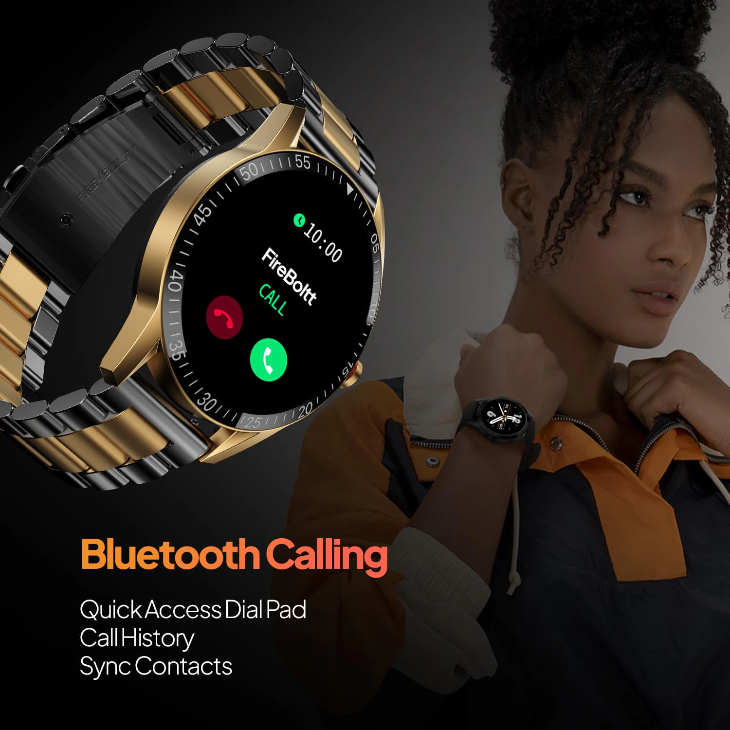 Fire-Boltt Talk Round Bluetooth Calling Smart Watch, 1.39”TFT Display, AI Outfit Watch Face, 2 Looks in 1 Watch, Extra Straps at ₹99, 120+ Sports Modes, Smartwatch for Men & Women (Black) view 2