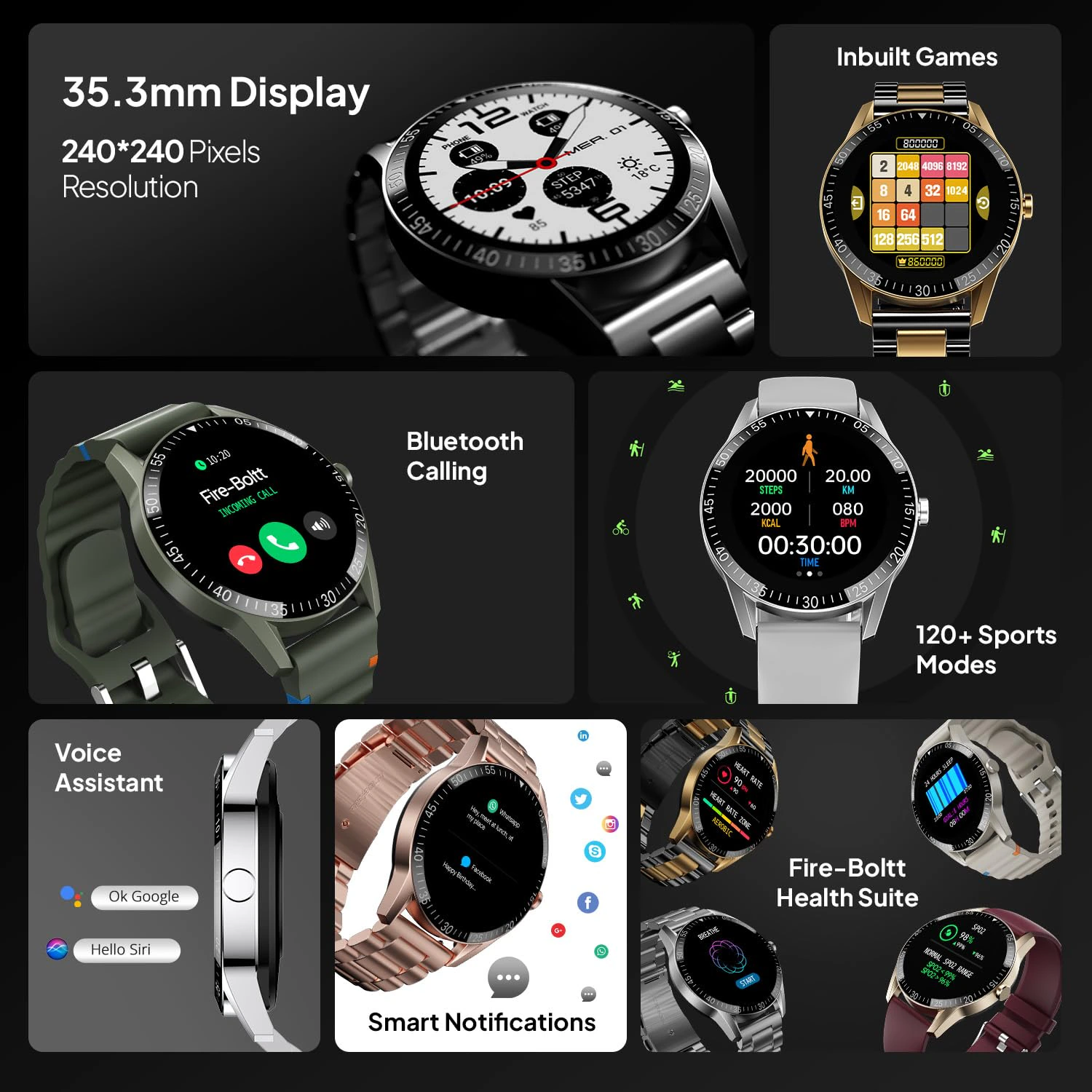 Fire-Boltt Talk Round Bluetooth Calling Smart Watch, 1.39”TFT Display, AI Outfit Watch Face, 2 Looks in 1 Watch, Extra Straps at ₹99, 120+ Sports Modes, Smartwatch for Men & Women (Black) view 6