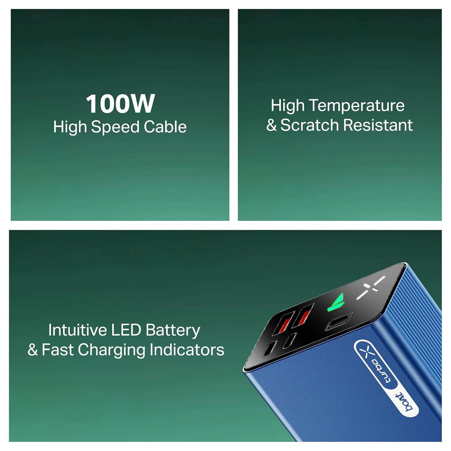 Boat EnergyShroom PB665 Turbo X, 30000mAh Laptop Powerbank w/ 65W Turbo Fast Charging, 100W high-Speed Cable. view 5