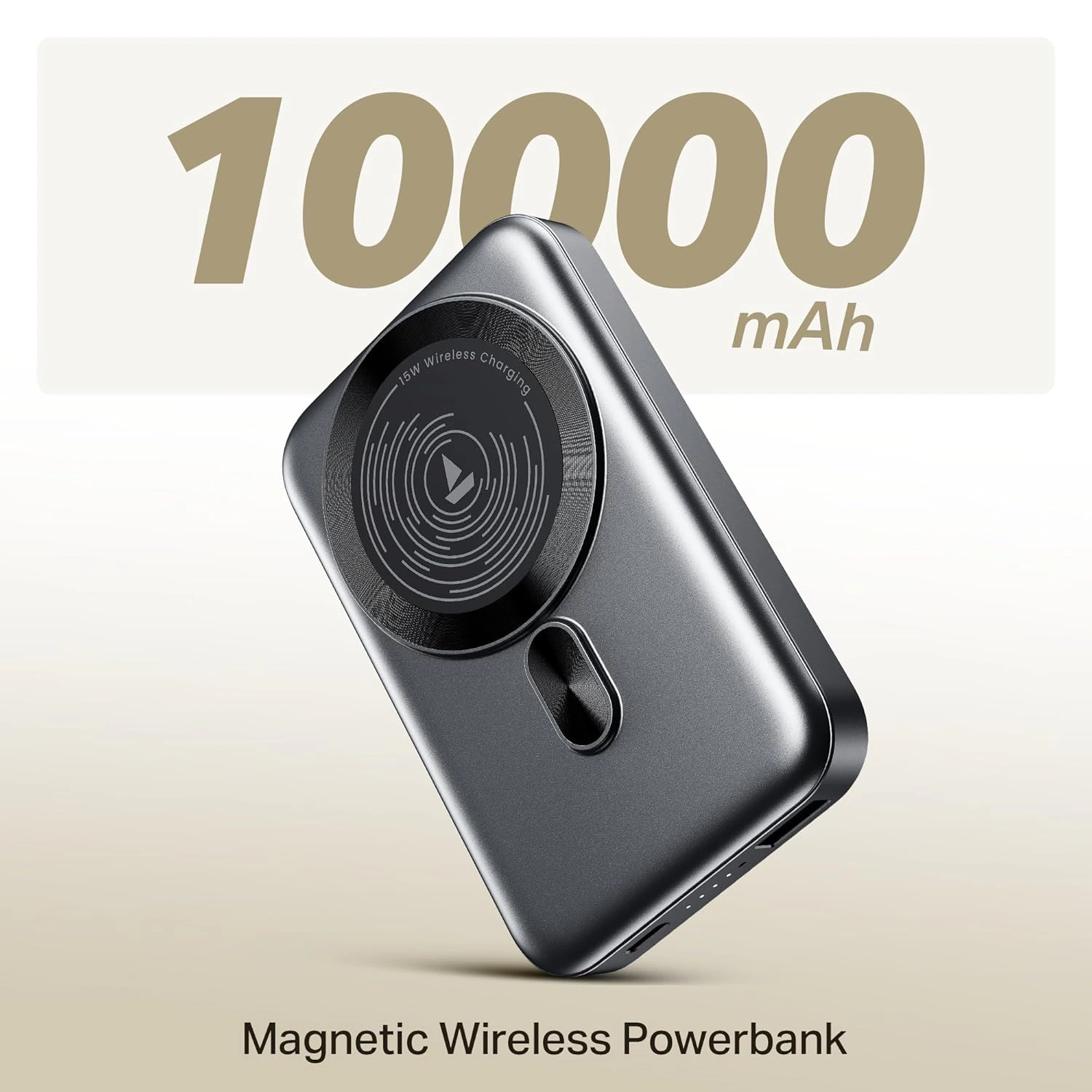 boat EnergyShroom PB331 (Magsafe) 10000mAh Magnetic Wireless Powerbank, 15W Wireless & 22.5W Wired Charging for (iPhone 16, 15, 14, 13 & 12, Android & Other Qi Enabled Devices) (Ash Black) view 2