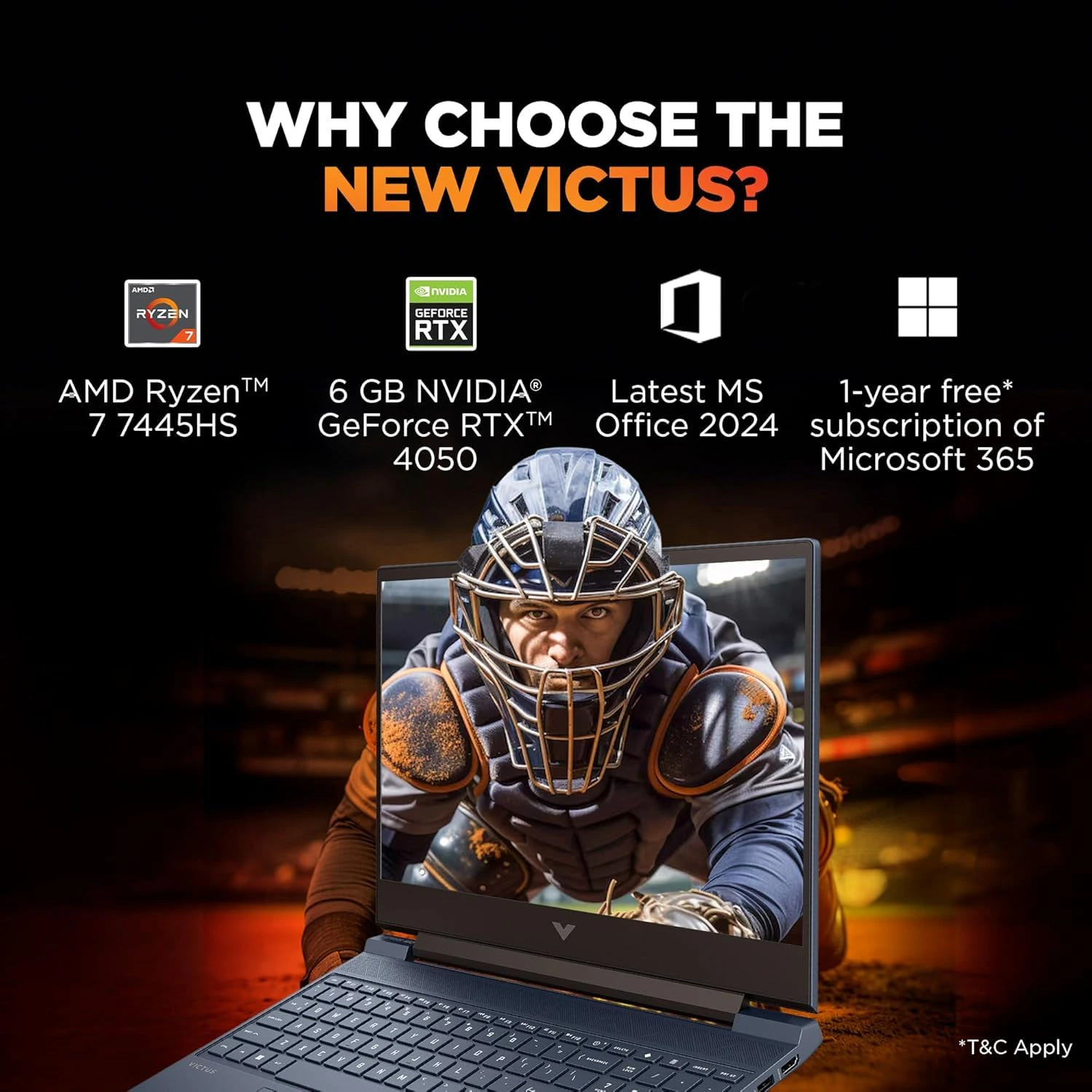 HP Victus, AMD Ryzen 7 7445HS, 6GB RTX 4050, 16GB DDR5(Upgradeable) 512GB SSD, 144Hz, IPS, 300 nits, 15.6''/39.6cm, Win11, Office24, Blue, 2.29kg, fb3130AX, DTS Audio, Xbox Gamepass*, Gaming Laptop Visit the HP Store