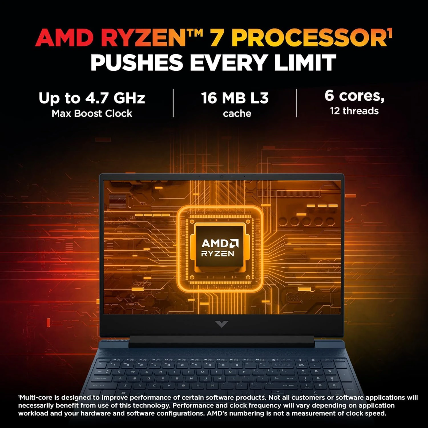 HP Victus, AMD Ryzen 7 7445HS, 6GB RTX 4050, 16GB DDR5(Upgradeable) 512GB SSD, 144Hz, IPS, 300 nits, 15.6''/39.6cm, Win11, Office24, Blue, 2.29kg, fb3130AX, DTS Audio, Xbox Gamepass*, Gaming Laptop Visit the HP Store view 2