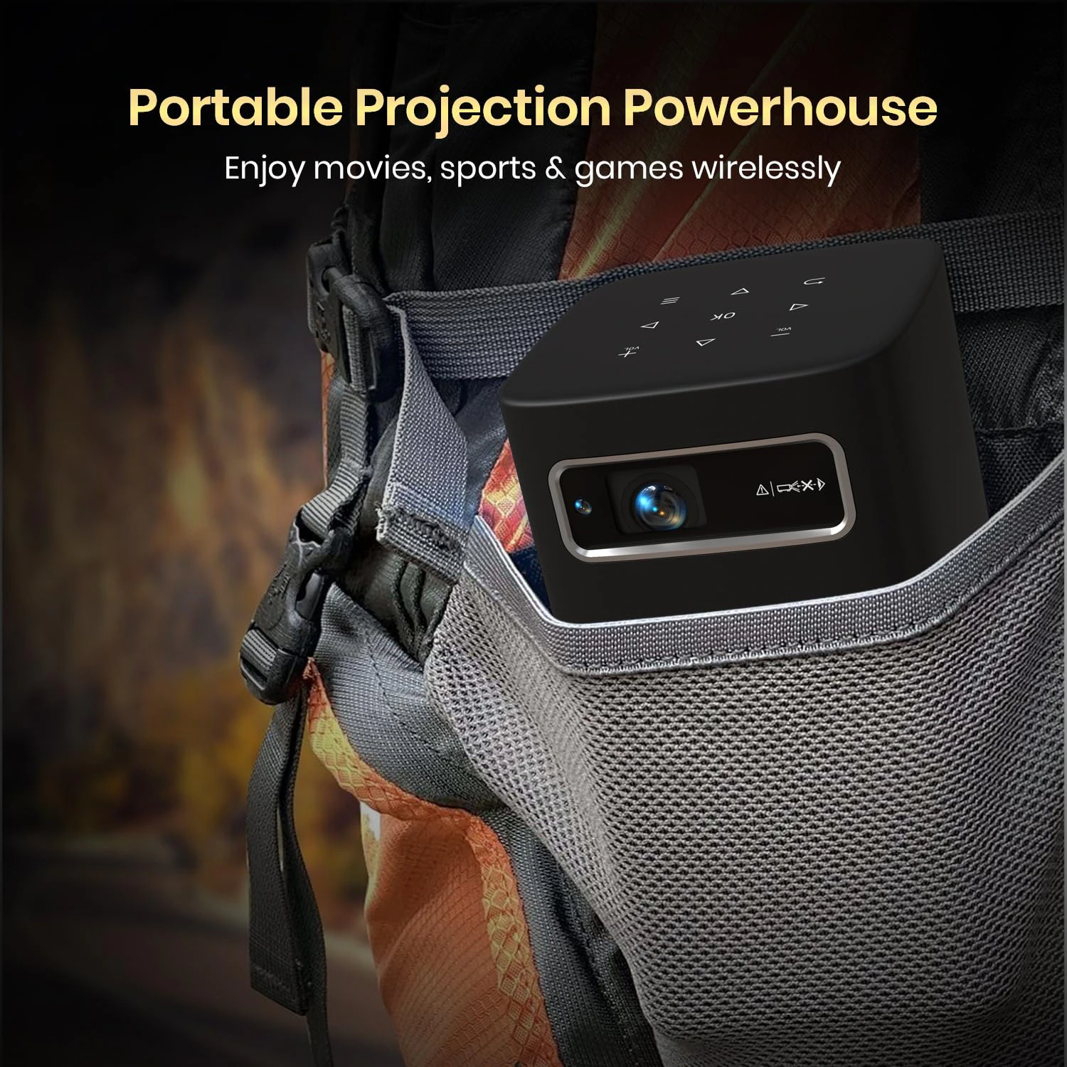 Portronics Pico 13 Rechargeable Smart Projector with Android Based OS, 4K Support, Streaming Apps (Netflix, Prime Video, Hotstar), 3500 Lumens, Keystone Correction, 10 W Speaker, Wi-fi, Bluetooth view 2