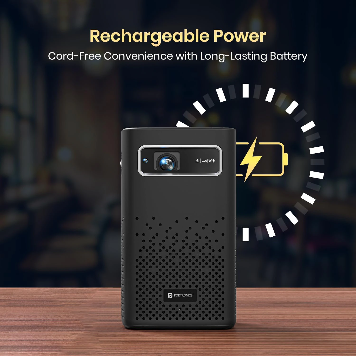 Portronics Pico 13 Rechargeable Smart Projector with Android Based OS, 4K Support, Streaming Apps (Netflix, Prime Video, Hotstar), 3500 Lumens, Keystone Correction, 10 W Speaker, Wi-fi, Bluetooth view 4