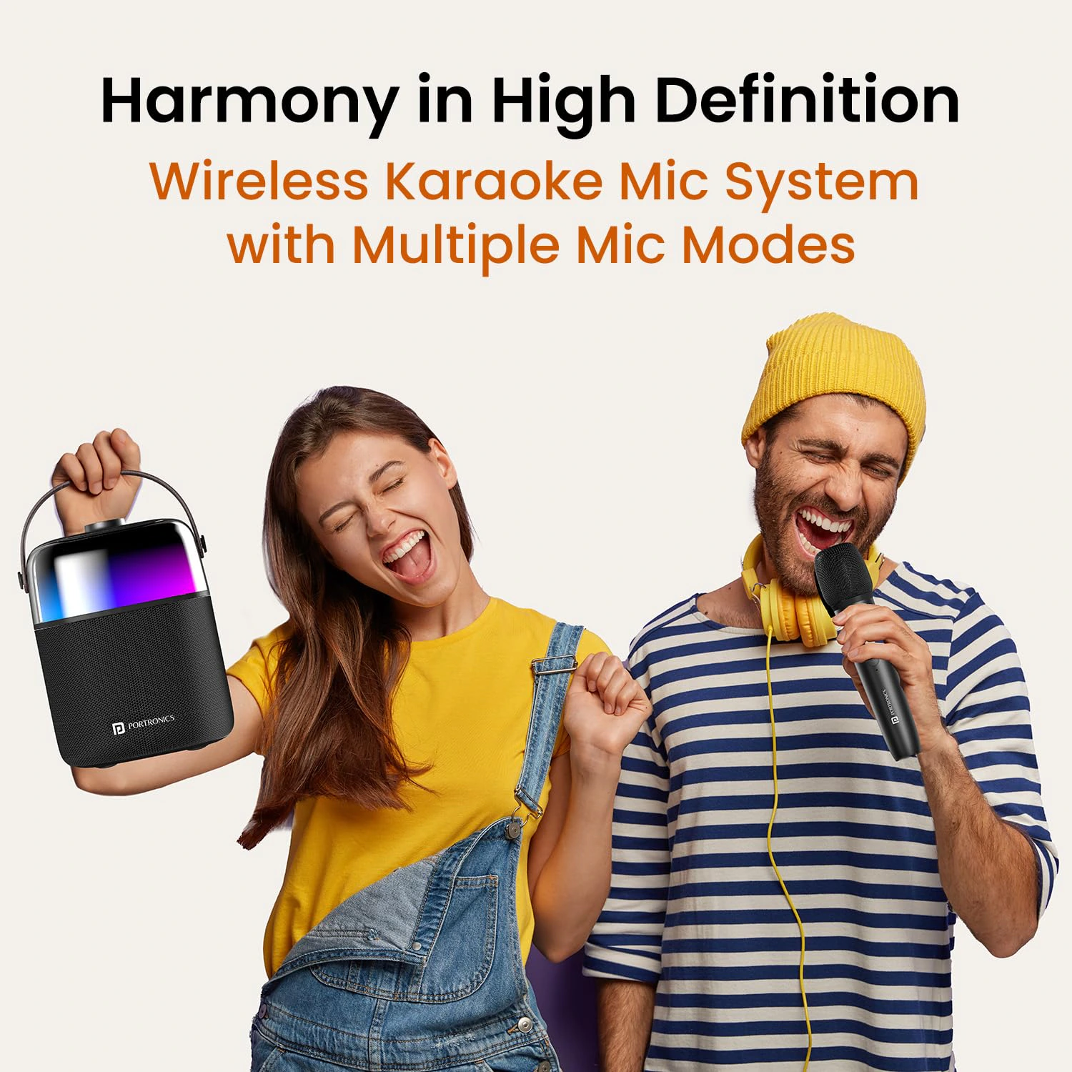 Portronics Dash 4 50W Wireless Bluetooth Party Speaker with Karaoke Mic, Upto 6 Hours Playtime, HD Sound, Bass Boost Technology, EQ Modes, 360° RGB Lights, BT 5.3v, AUX in, Type C Charging(Black) view 5
