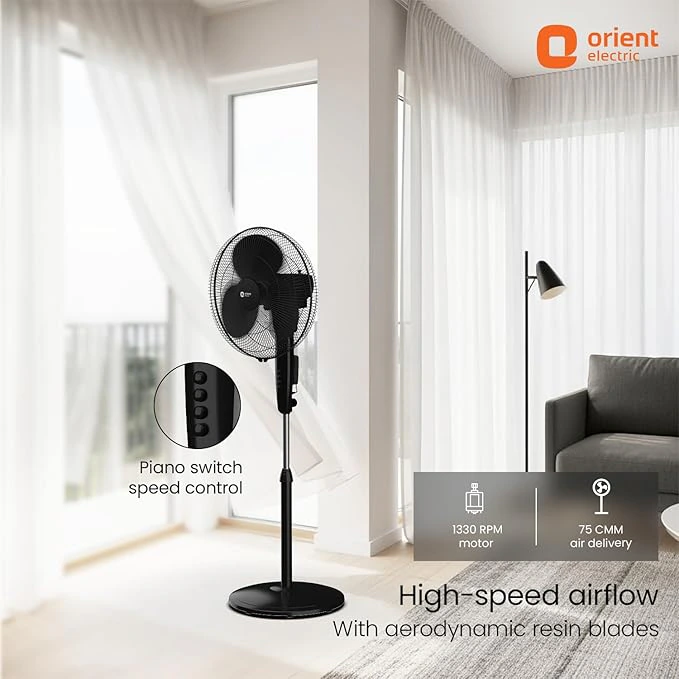 Orient Electric Stand 81 400 MM Pedestal Fans | 100% Copper Motor, High Air Delivery | Millitary Grade Guard |