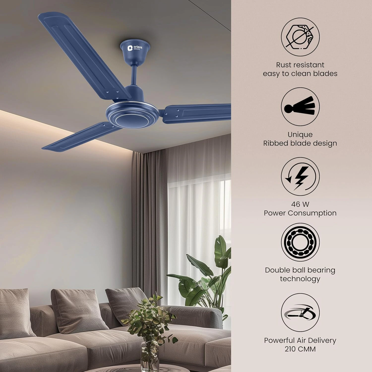 Orient Electric Apex-FX 1200mm Ceiling Fan for Home| view 2