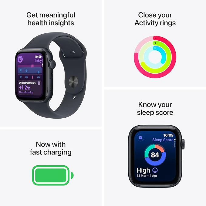 Apple Watch SE 3 GPS 44mm Midnight Aluminium Case with Midnight Sport Band - M/L view 2
