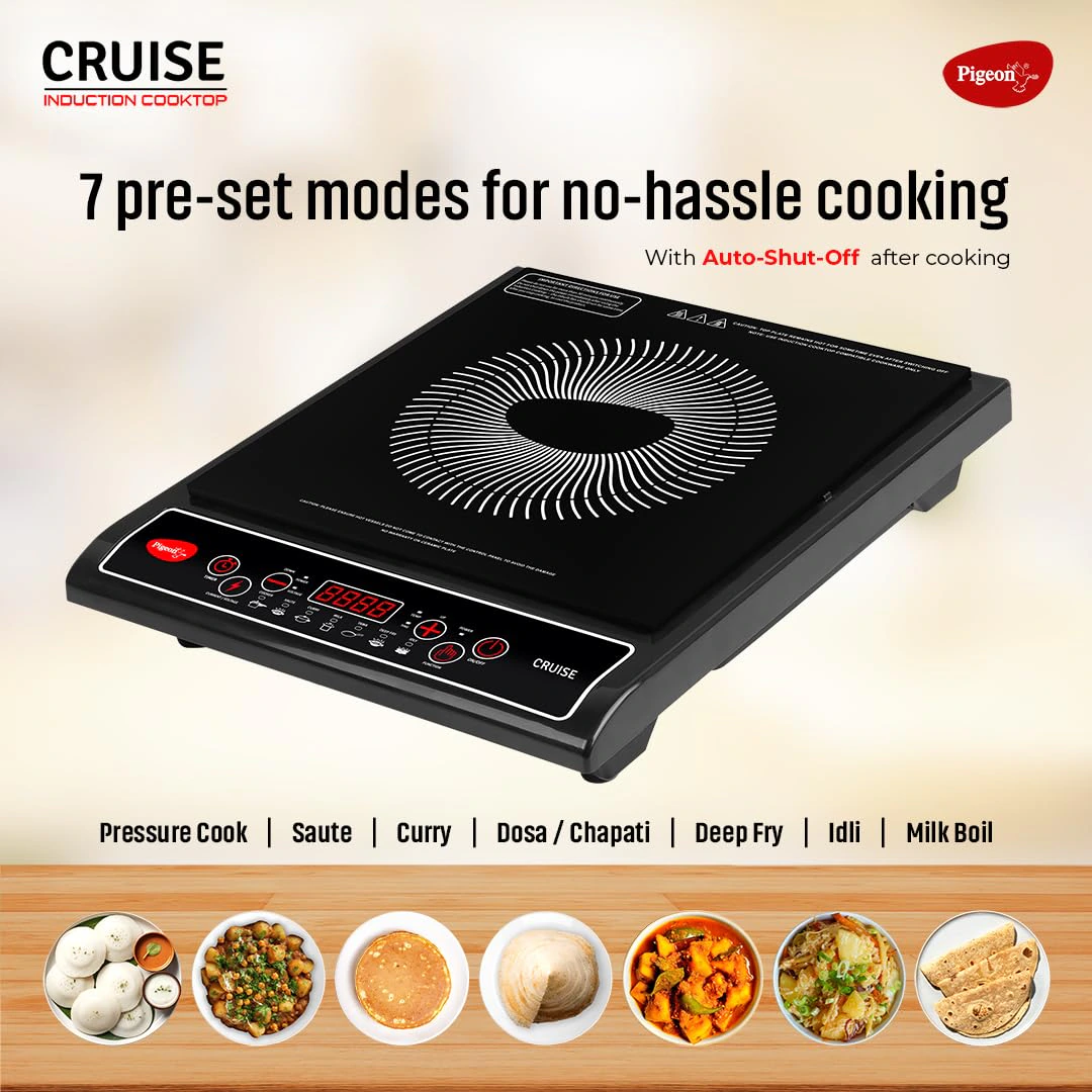 Pigeon by Stovekraft Cruise 1800 watt Induction Cooktop With Crystal Glass view 2