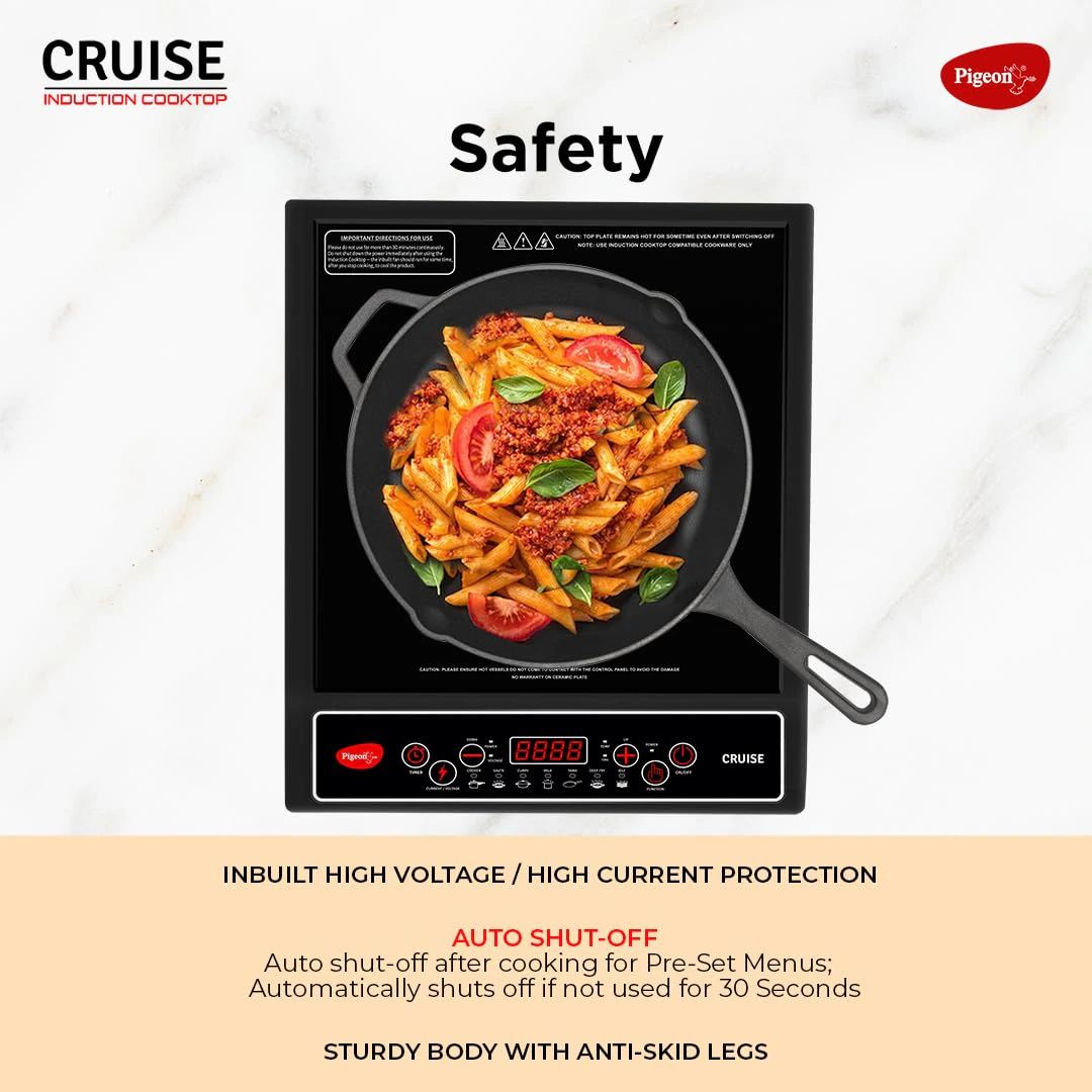 Pigeon by Stovekraft Cruise 1800 watt Induction Cooktop With Crystal Glass view 4