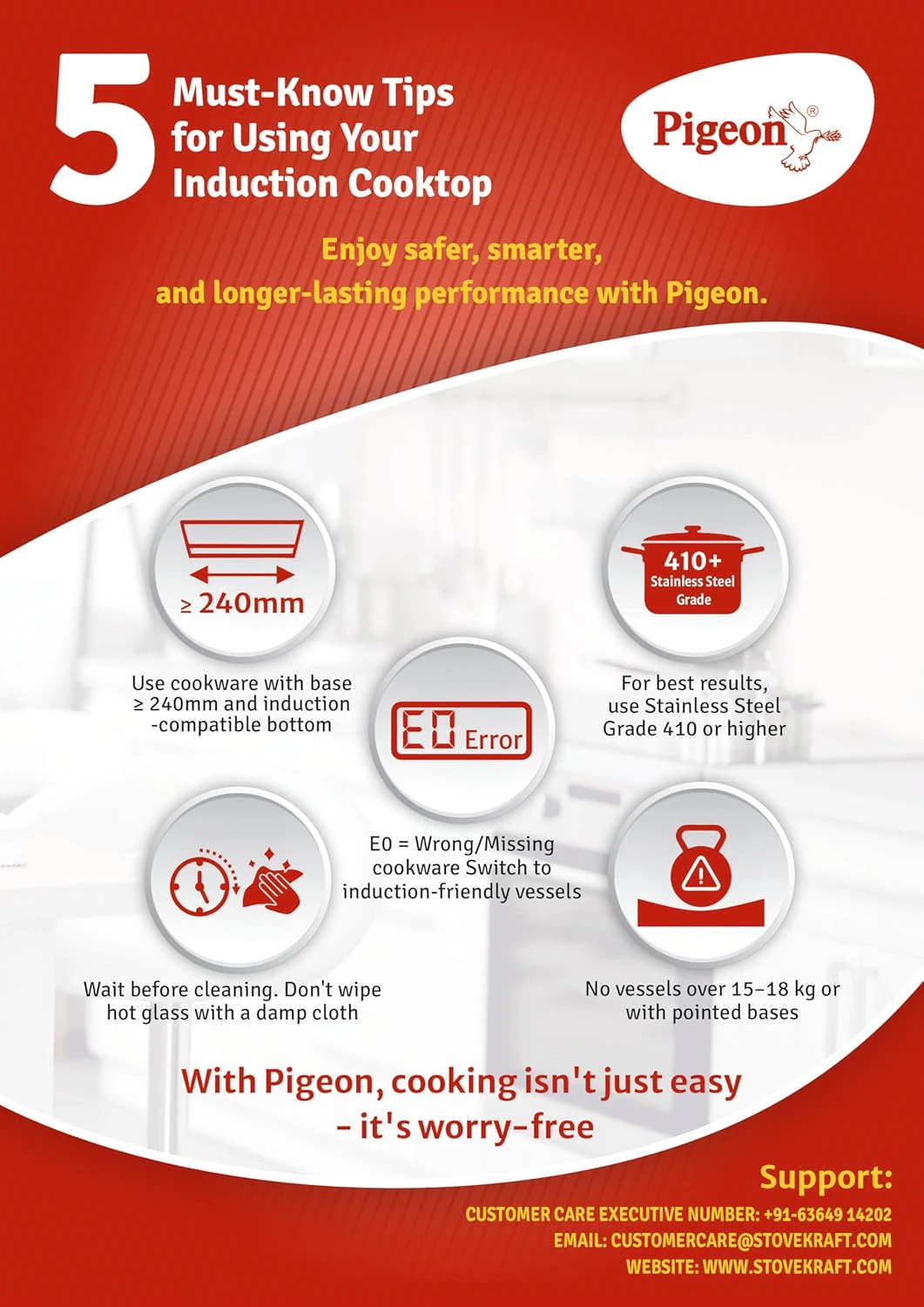Pigeon by Stovekraft Cruise 1800 watt Induction Cooktop With Crystal Glass view 6