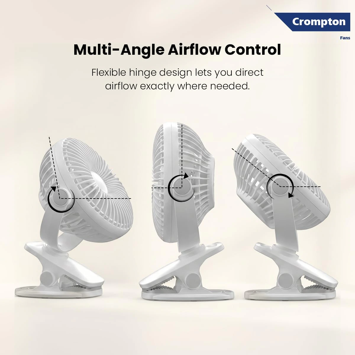 Crompton Siro Rechargeable Clip Fan 100MM | Safety Grill Design | Replaceable Battery | Type-C Charging | view 7