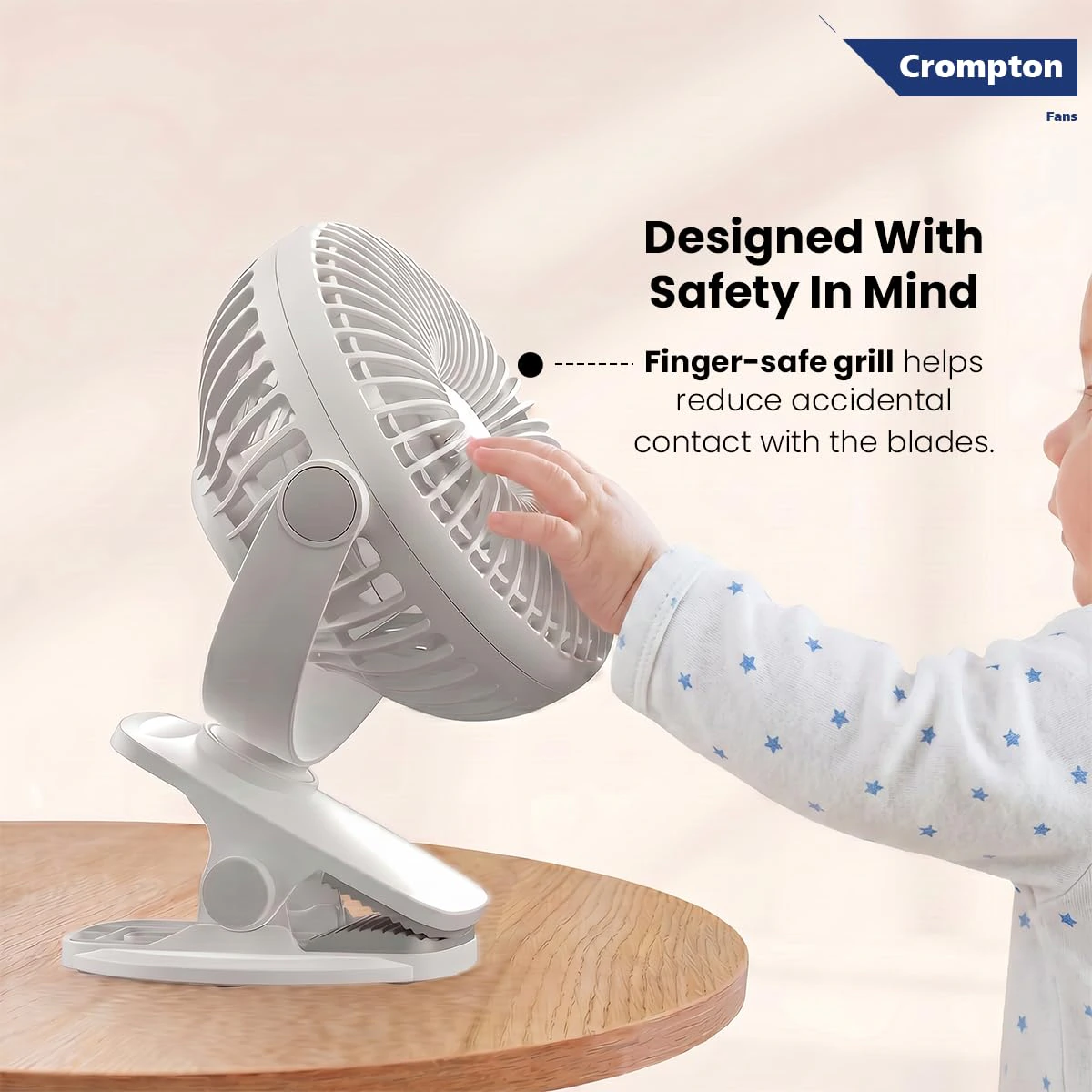 Crompton Siro Rechargeable Clip Fan 100MM | Safety Grill Design | Replaceable Battery | Type-C Charging | view 8
