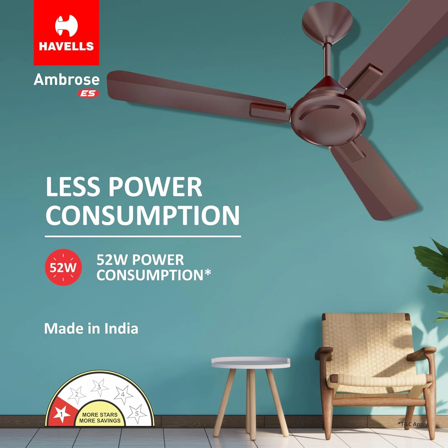 Havells 1200mm Ambrose Energy Saving High Speed Ceiling Fan view 2