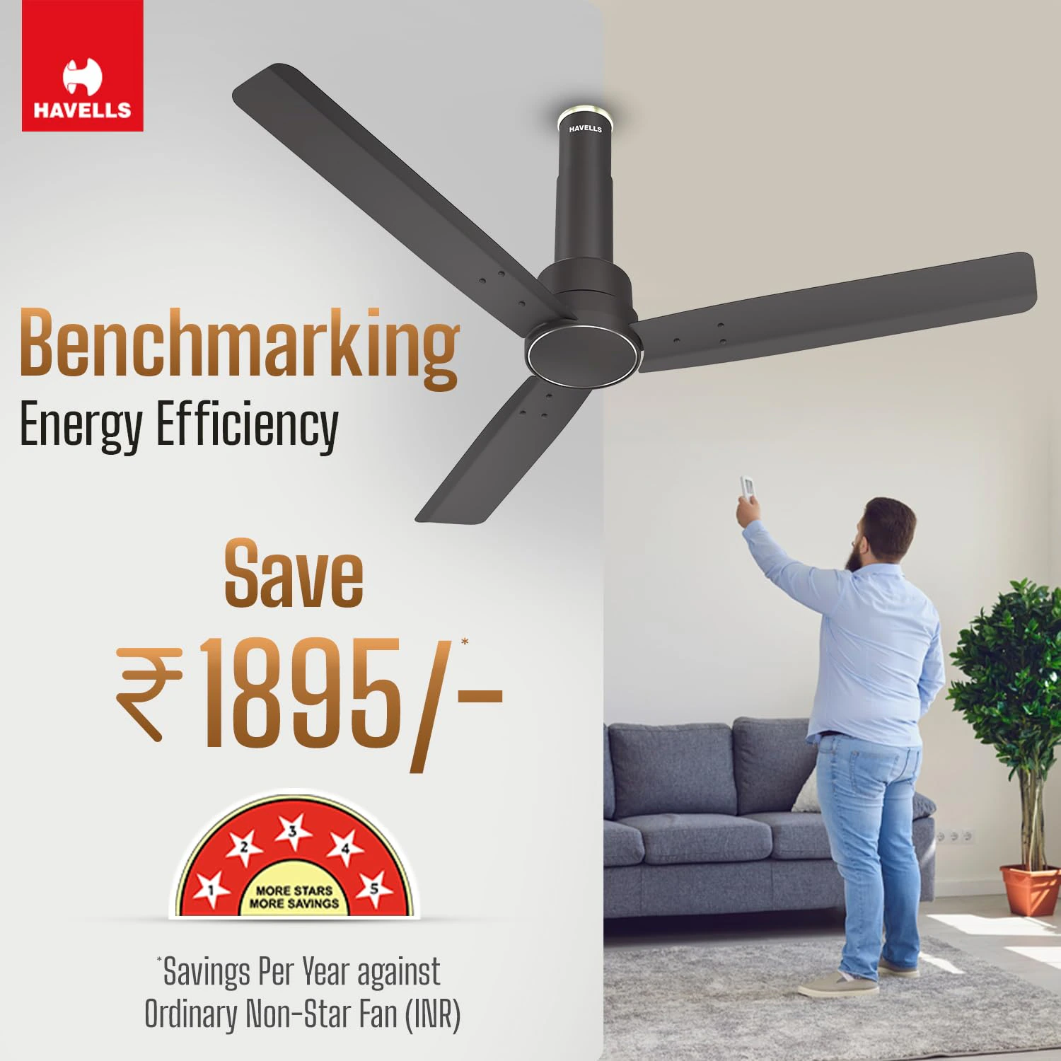  Havells 1200mm Elio BLDC Ceiling Fan | Remote Controlled, High Air Delivery Fan  view 5
