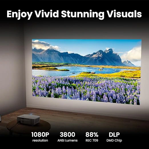 BenQ TH575i 4K Compatible Smart FHD 1080p Home DLP Projector, Google TV with Licensed Netflix, 3800 ANSI Lumens Brightness, Upto 300" Screen Size, 1.07 Billion Colors, 16.7ms Low Input Lag 10W Speaker view 4