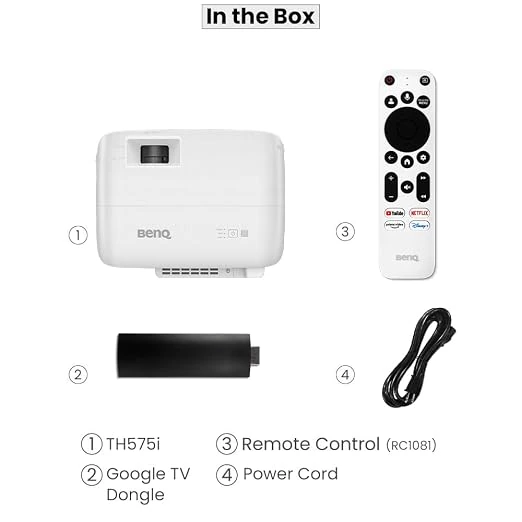 BenQ TH575i 4K Compatible Smart FHD 1080p Home DLP Projector, Google TV with Licensed Netflix, 3800 ANSI Lumens Brightness, Upto 300" Screen Size, 1.07 Billion Colors, 16.7ms Low Input Lag 10W Speaker view 7