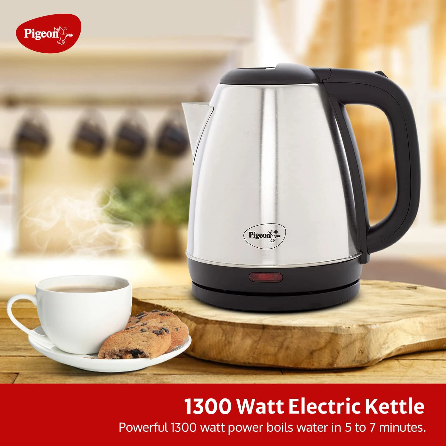 Pigeon Amaze Plus Electric Kettle 1.5 L, 1300 Watt, Stainless Steel Body with Auto Shut-off view 8